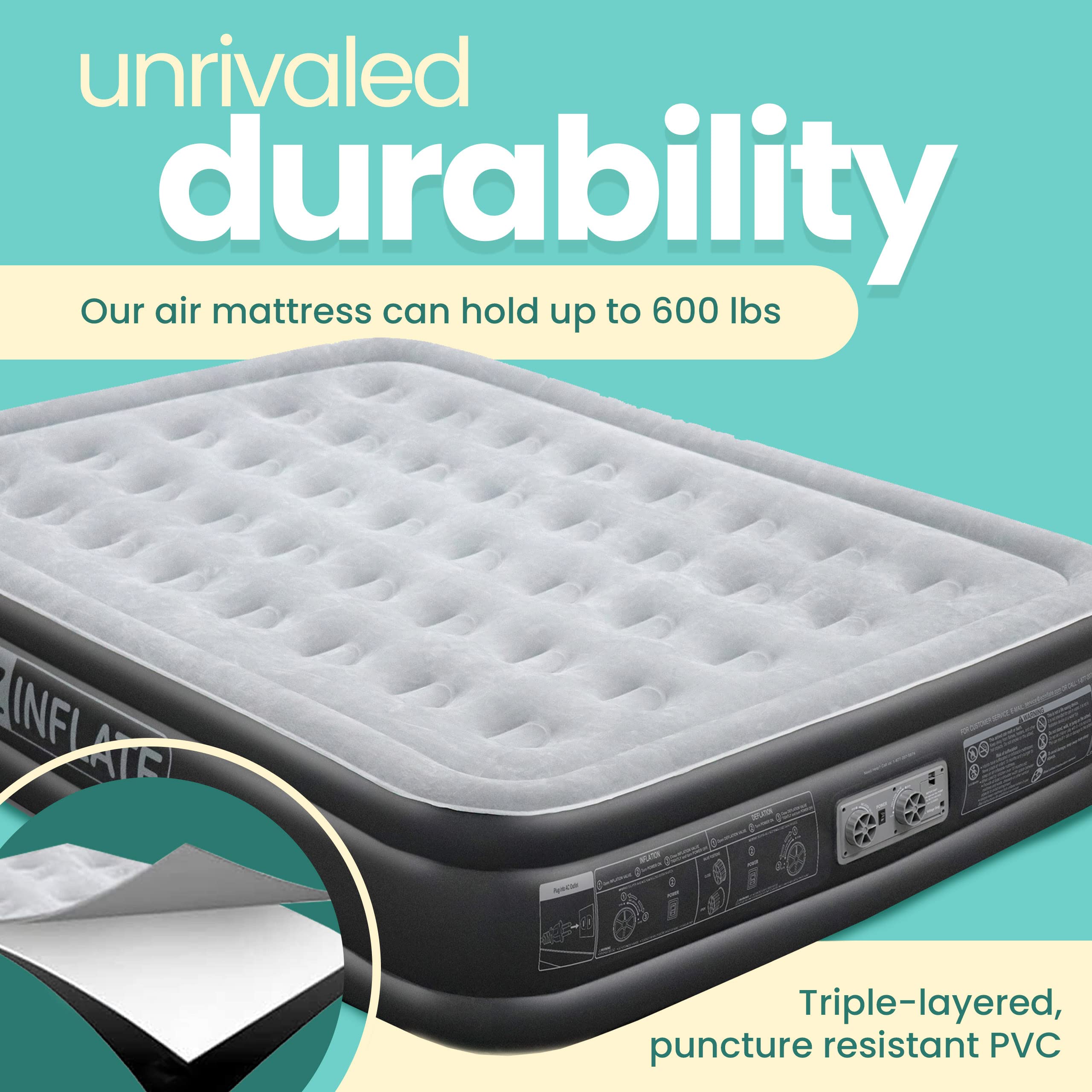 Amazon.co.jp: EZ INFLATE エアマットレス 内蔵ポンプ付き キング